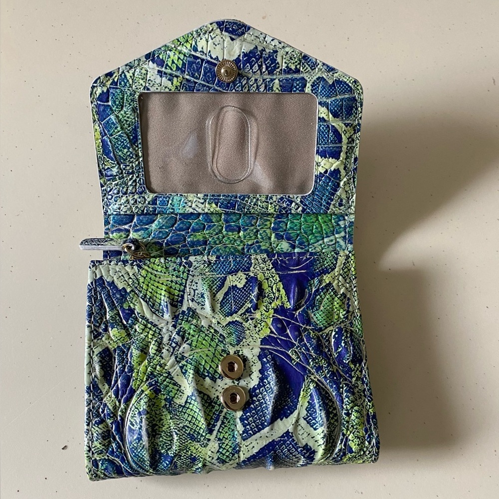 Brahmin Snakeskin Pattern Wallet in Blue and Green - Picture 2 of 5